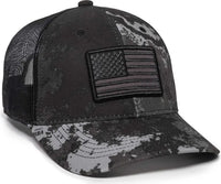 OC Sports USA-170 Polyester Camo Mesh Back Cap - Veil Tac-Black Black - Veil Black / 6 7/8’’ - 7 1/2’’