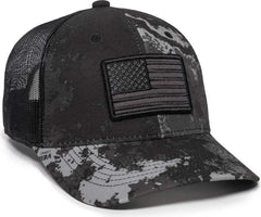 OC Sports USA-170 Polyester Camo Mesh Back Cap - Veil Tac-Black Black - Veil Black / 6 7/8’’ - 7 1/2’’
