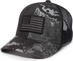 OC Sports USA-170 Polyester Camo Mesh Back Cap - Veil Tac-Black Black - Veil Black / 6 7/8’’ - 7 1/2’’