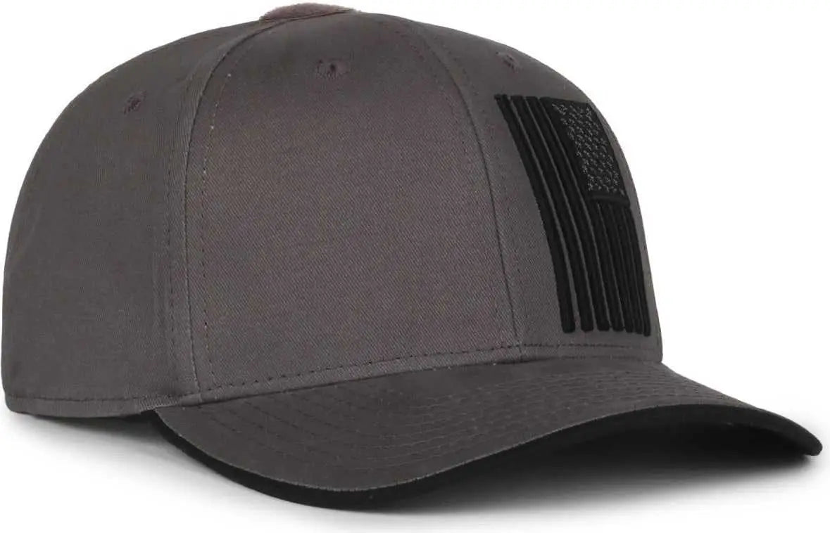 OC Sports USA-180 Mid Crown Structured Flag Cap - Charcoal - Dark Gray / 6 7/8’’ - 7 1/2’’