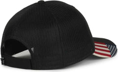 OC Sports USA-300M Brushed Twill with Flag Visor Insert Cap - Black Black - Black / OSFM