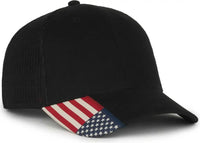 OC Sports USA-300M Brushed Twill with Flag Visor Insert Cap - Black Black - Black / OSFM
