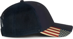 OC Sports USA-300M Brushed Twill with Flag Visor Insert Cap - Navy Navy - Navy / OSFM