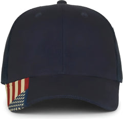 OC Sports USA-300M Brushed Twill with Flag Visor Insert Cap - Navy Navy - Navy / OSFM