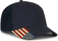 OC Sports USA-300M Brushed Twill with Flag Visor Insert Cap - Navy Navy - Navy / OSFM