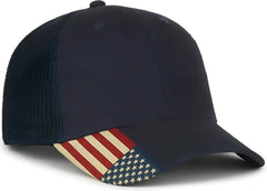 OC Sports USA-300M Brushed Twill with Flag Visor Insert Cap - Navy Navy - Navy / OSFM