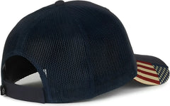 OC Sports USA-300M Brushed Twill with Flag Visor Insert Cap - Navy Navy - Navy / OSFM
