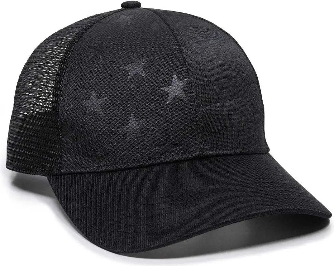 OC Sports USA-750M Adjustable Mesh Back Cap - Black - Black / 6 7/8’’ - 7 1/2’’