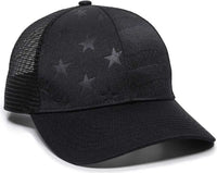 OC Sports USA-750M Adjustable Mesh Back Cap - Black - Black / 6 7/8’’ - 7 1/2’’