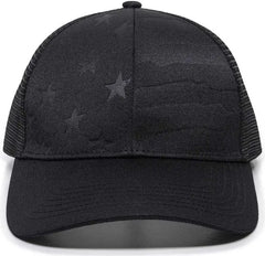 OC Sports USA-750M Adjustable Mesh Back Cap - Black - Black / 6 7/8’’ - 7 1/2’’