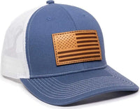 OC Sports USA771 American Flag Leather Patch Cap -Slate White - Slate White / 6 7/8’’ - 7 1/2’’