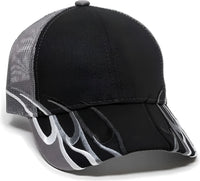 OC Sports WAV-605M Adjustable Mesh Back Cap - Black Charcoal - Black Dark Gray / 6 7/8’’ - 7 1/2’’