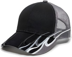OC Sports WAV-605M Adjustable Mesh Back Cap - Black Charcoal - Black Dark Gray / 6 7/8’’ - 7 1/2’’