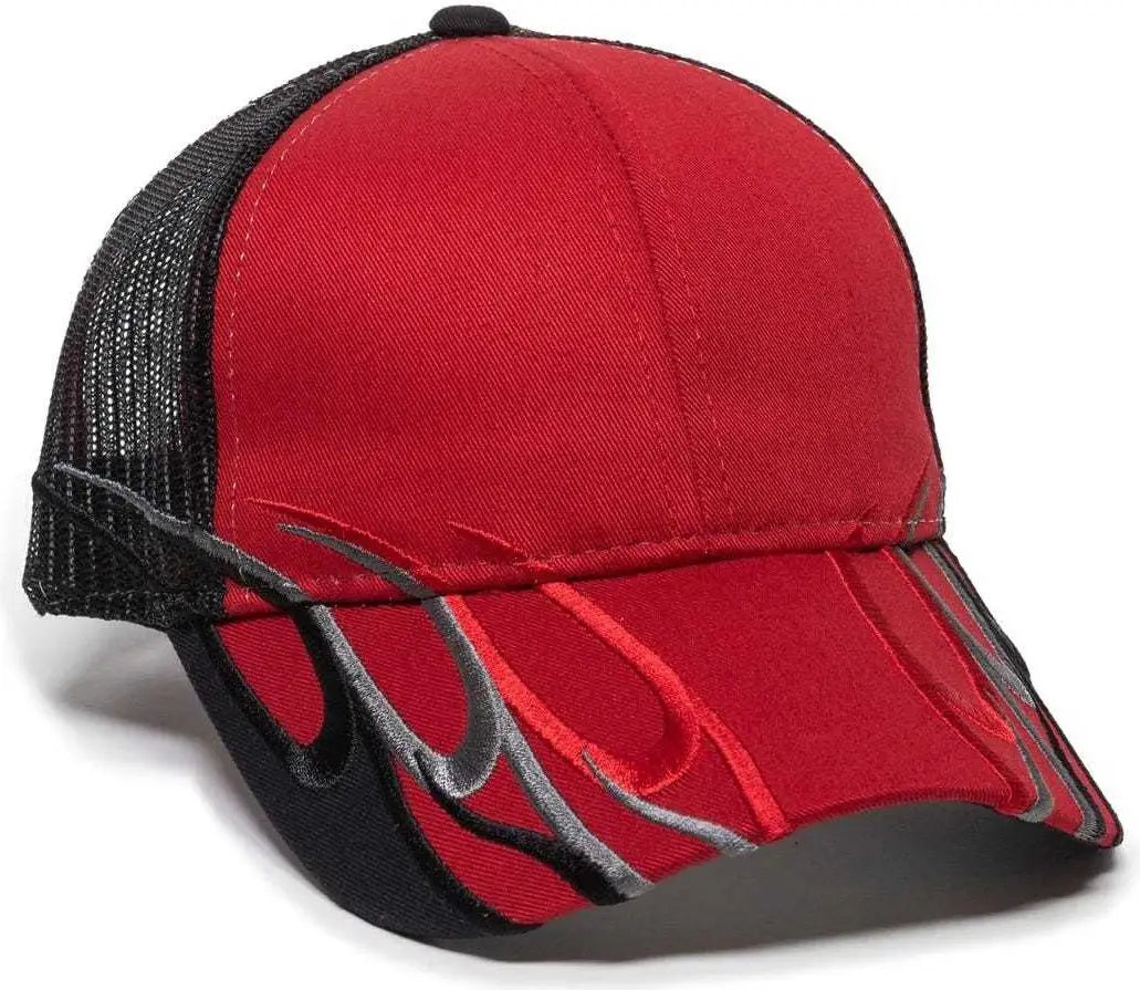 OC Sports WAV-605M Adjustable Mesh Back Cap - Red Black - Red Black / 6 7/8’’ - 7 1/2’’