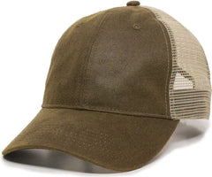 OC Sports WCV-100M Adjustable Mesh Back Weathered Look Cap - Brown Khaki - Brown Khaki / 6 7/8’’ - 7 1/2’’