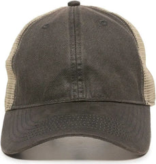 OC Sports WCV-100M Adjustable Mesh Back Weathered Look Cap - Charcoal Khaki - Dark Gray Khaki / 6 7/8’’ - 7 1/2’’