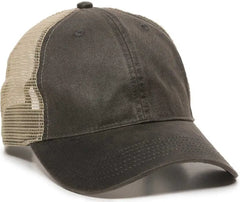 OC Sports WCV-100M Adjustable Mesh Back Weathered Look Cap - Charcoal Khaki - Dark Gray Khaki / 6 7/8’’ - 7 1/2’’