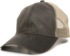OC Sports WCV-100M Adjustable Mesh Back Weathered Look Cap - Charcoal Khaki - Dark Gray Khaki / 6 7/8’’ - 7 1/2’’