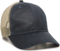 OC Sports WCV-100M Adjustable Mesh Back Weathered Look Cap - Navy Khaki - Navy Khaki / 6 7/8’’ - 7 1/2’’
