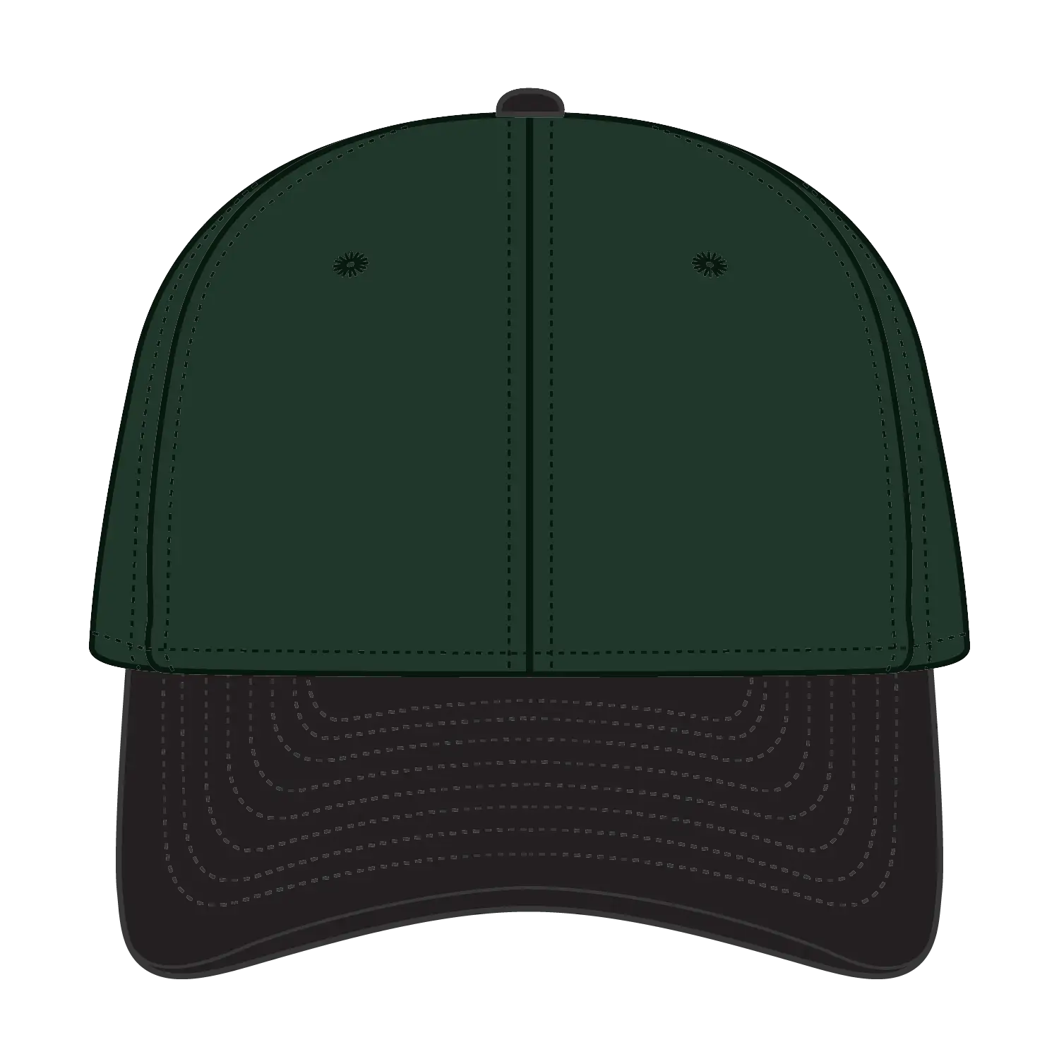 OTTO 10-271 ’OTTO Flex’ Fitted 6 Panel Low Profile Dad Cap - Blk/Dk.Grn - Blk/Dk.Grn / 7 3/8’’ - 7 5/8’