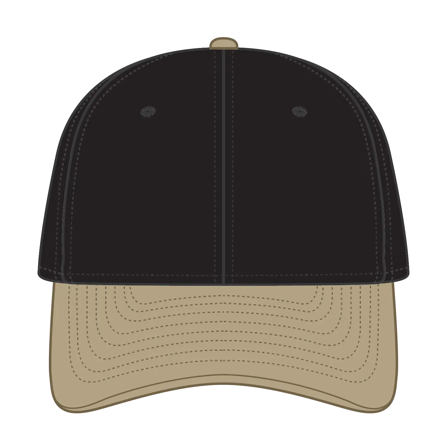 OTTO 10-271 ’OTTO Flex’ Fitted 6 Panel Low Profile Dad Cap - Kha/Blk - Kha/Blk / 7 3/8’’ - 7 5/8’