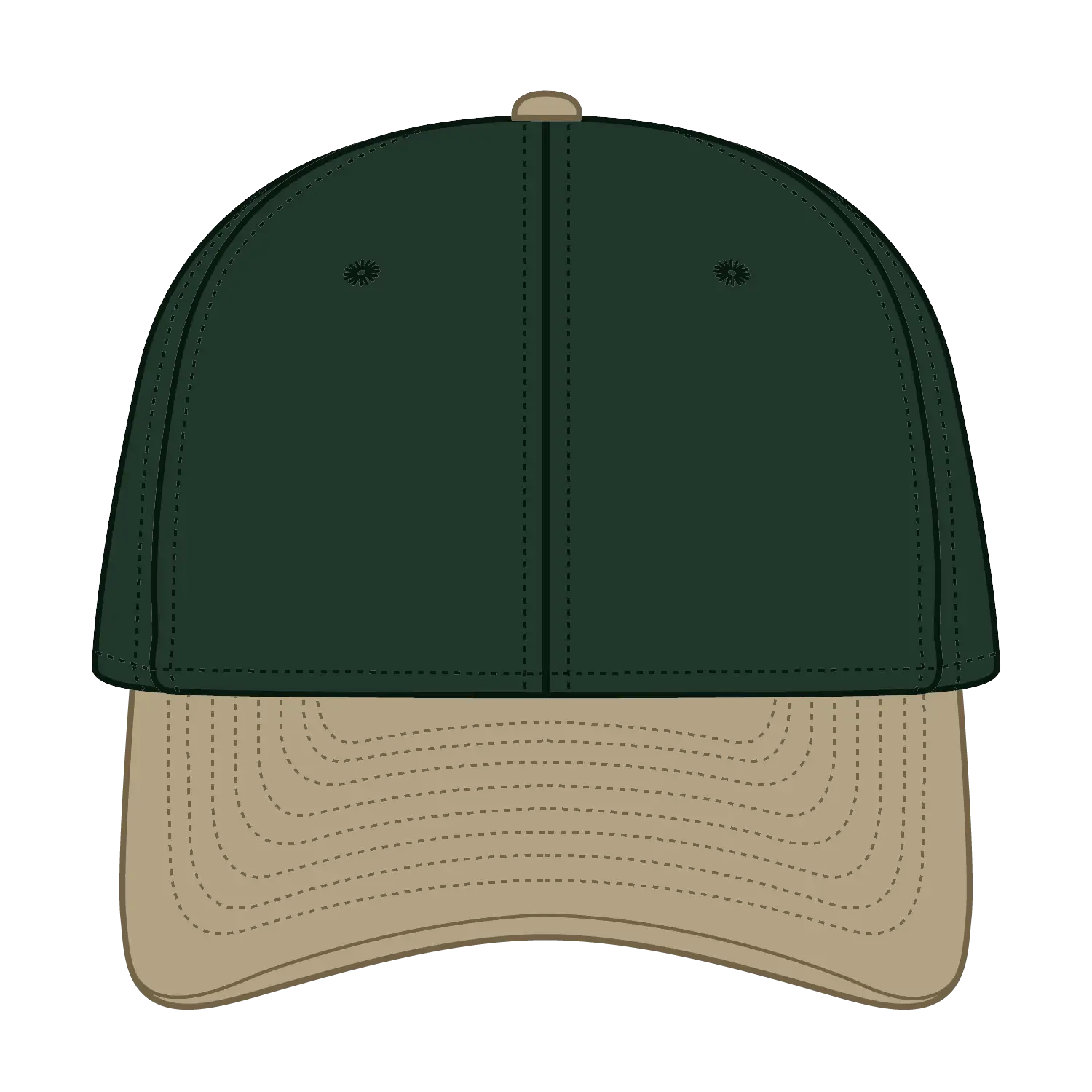 OTTO 10-271 ’OTTO Flex’ Fitted 6 Panel Low Profile Dad Cap - Kha/Dk.Grn - Kha/Dk.Grn / 7 3/8’’ - 7 5/8’