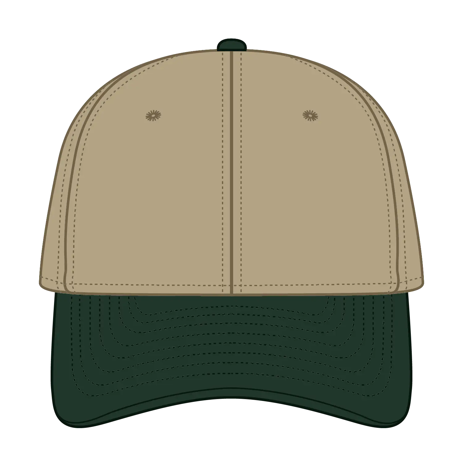 OTTO 10-275 ’OTTO Flex’ Fitted 6 Panel Low Profile Dad Cap - Dk.Grn/Kha - Dk.Grn/Kha / 7 3/8’’ - 7 5/8’