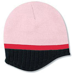 OTTO 100-632 Beanie With Trim And Fleece Lining - S.Pnk/Blk/H.Pnk - S.Pnk/Blk/H.Pnk / 6 1/2’’ - 7 5/8’’