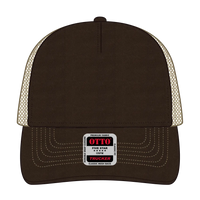 OTTO 102-664 5 Panel Low Profile Mesh Back Trucker Cap - Dk.Brn/Dk.Brn/Kha - Dk.Brn/Dk.Brn/Kha / 6 1/2’’ - 7 5/8’’