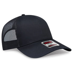 OTTO 102-664 5 Panel Low Profile Mesh Back Trucker Cap - Black - Black / 6 1/2’’ - 7 5/8’’
