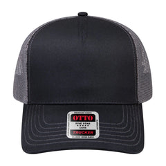 OTTO 102-664 5 Panel Low Profile Mesh Back Trucker Cap - Blk/Blk/Ch.Gry - Blk/Blk/Ch.Gry / 6 1/2’’ - 7 5/8’’