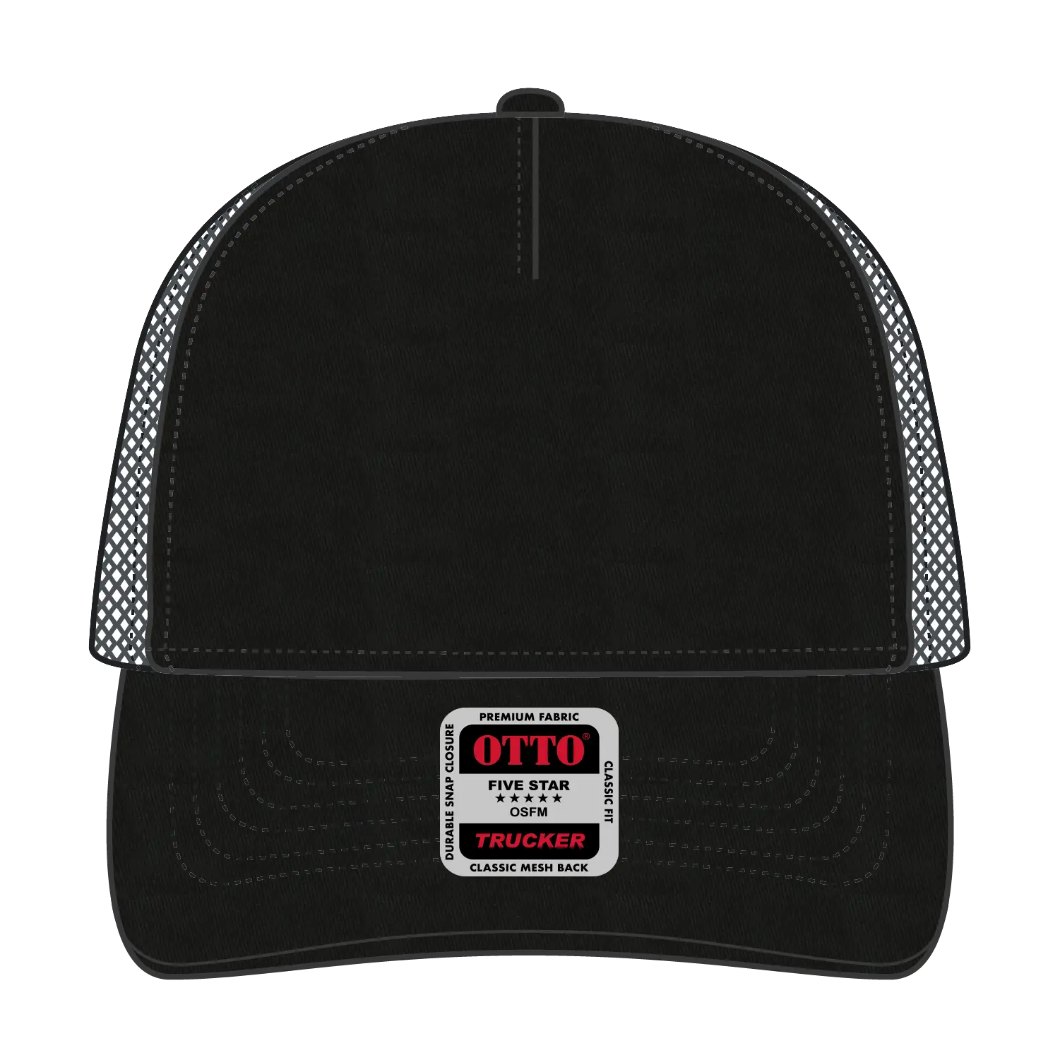 OTTO 102-664 5 Panel Low Profile Mesh Back Trucker Cap - Blk/Blk/Ch.Gry - Blk/Blk/Ch.Gry / 6 1/2’’ - 7 5/8’’