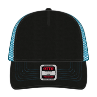 OTTO 102-664 5 Panel Low Profile Mesh Back Trucker Cap - Blk/Blk/N.Blue - Blk/Blk/N.Blue / 6 1/2’’ - 7 5/8’’