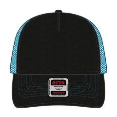 OTTO 102-664 5 Panel Low Profile Mesh Back Trucker Cap - Blk/Blk/N.Blue - Blk/Blk/N.Blue / 6 1/2’’ - 7 5/8’’
