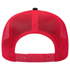 OTTO 102-664 5 Panel Low Profile Mesh Back Trucker Cap - Blk/Blk/Red - Blk/Blk/Red / 6 1/2’’ - 7 5/8’’