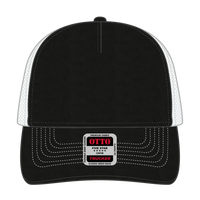 OTTO 102-664 5 Panel Low Profile Mesh Back Trucker Cap - Blk/Blk/Wht - Blk/Blk/Wht / 6 1/2’’ - 7 5/8’’