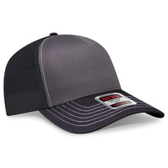 OTTO 102-664 5 Panel Low Profile Mesh Back Trucker Cap - Blk/Ch.Gry/Blk - Blk/Ch.Gry/Blk / 6 1/2’’ - 7 5/8’’