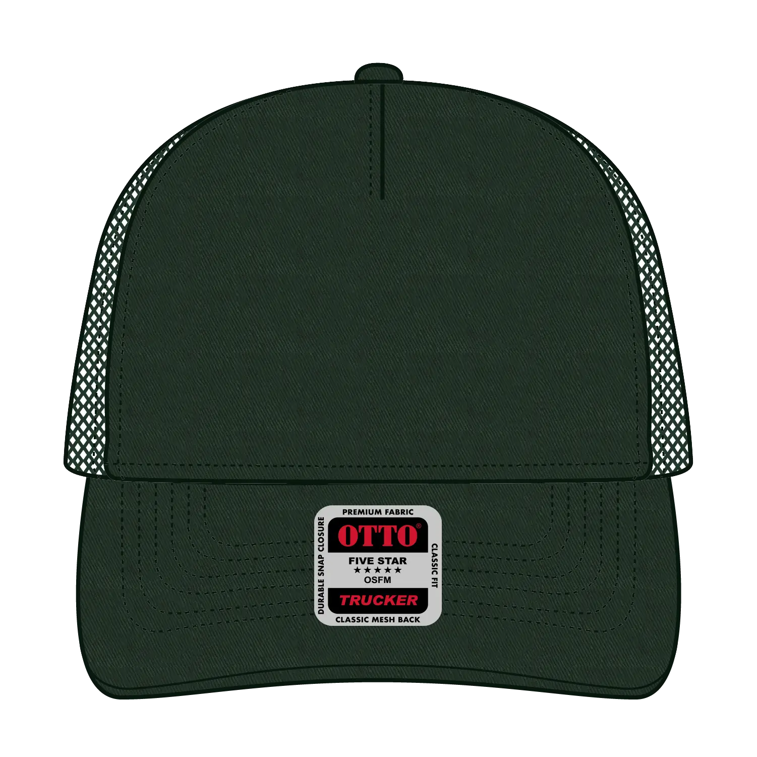 OTTO 102-664 5 Panel Low Profile Mesh Back Trucker Cap - Dk. Green - Dk. Green / 6 1/2’’ - 7 5/8’’