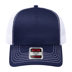 OTTO 102-664 5 Panel Low Profile Mesh Back Trucker Cap - Nvy/Nvy/Wht - Nvy/Nvy/Wht / 6 1/2’’ - 7 5/8’’