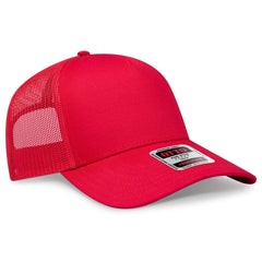 OTTO 102-664 5 Panel Low Profile Mesh Back Trucker Cap - Red - Red / 6 1/2’’ - 7 5/8’’
