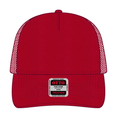 OTTO 102-664 5 Panel Low Profile Mesh Back Trucker Cap - Red - Red / 6 1/2’’ - 7 5/8’’
