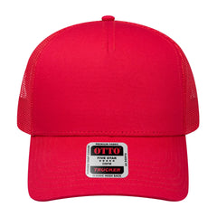OTTO 102-664 5 Panel Low Profile Mesh Back Trucker Cap - Red - Red / 6 1/2’’ - 7 5/8’’