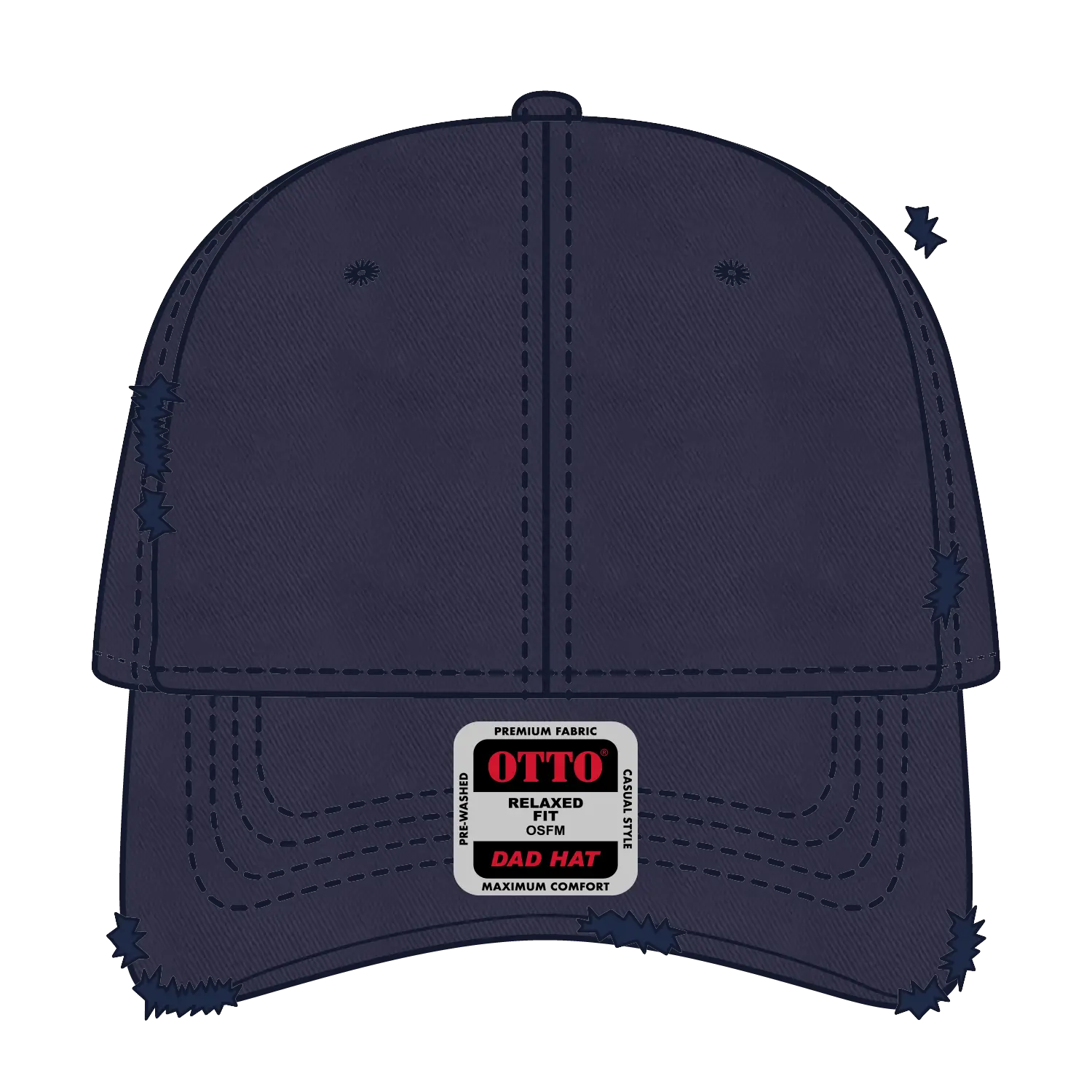 OTTO 104-1018 6 Panel Low Profile Dad Cap - Navy - Navy / 6 1/2’’ - 7 5/8’’