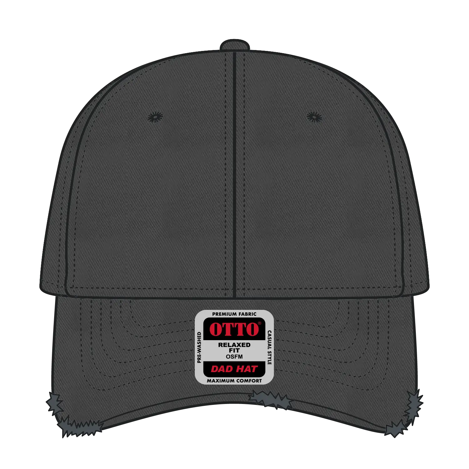 OTTO 104-764 6 Panel Low Profile Dad Cap - Char. Gray - Char. Gray / 6 1/2’’ - 7 5/8’’