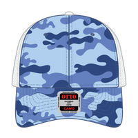 OTTO 105-1247 Camouflage 6 Panel Low Profile Mesh Back Trucker Cap - Aqu/Lk.Blu/Wht - Aqu/Lk.Blu/Wht / 6 1/2’’ - 7 5/8’’