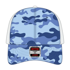 OTTO 105-1247 Camouflage 6 Panel Low Profile Mesh Back Trucker Cap - Aqu/Lk.Blu/Wht - Aqu/Lk.Blu/Wht / 6 1/2’’ - 7 5/8’’