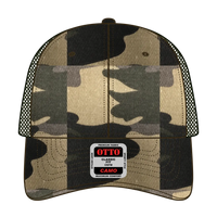 OTTO 105-1247 Camouflage 6 Panel Low Profile Mesh Back Trucker Cap - Camo/OliveMesh - Camo/OliveMesh / 6 1/2’’ - 7 5/8’’