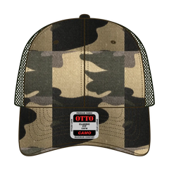 OTTO 105-1247 Camouflage 6 Panel Low Profile Mesh Back Trucker Cap - Camo/OliveMesh - Camo/OliveMesh / 6 1/2’’ - 7 5/8’’