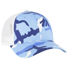 OTTO 105-1247 Camouflage 6 Panel Low Profile Mesh Back Trucker Cap - Aqu/Lk.Blu/Wht - Aqu/Lk.Blu/Wht / 6 1/2’’ - 7 5/8’’