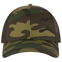 OTTO 105-1247 Camouflage 6 Panel Low Profile Mesh Back Trucker Cap - Dk.Grn/Brn/Dk.Brn - Dk.Grn/Brn/Dk.Brn / 6 1/2’’